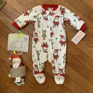 Carters Just One You Christmas Santa Sleeper Newborn And Santa Pull & Jitter Toy - Picture 1 of 7