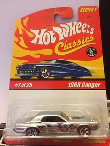HOT WHEELS CLASSICS 1968 COUGAR CHROME WITH FLAMES - Picture 1 of 1