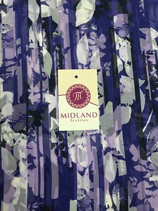 £2.99 Purple and White striped light chiffon printed fabric 58" M401-7 - Picture 1 of 3