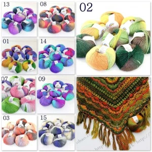 New 1-8 BallsX50gr Rainbow Hand DIY Wool Cashmere Shawls Blanket Crocheted Yarn - Picture 1 of 68