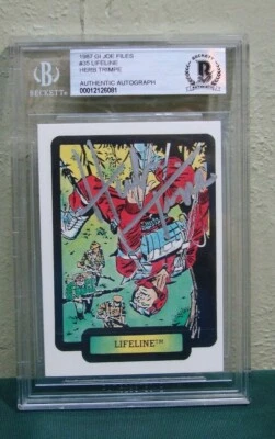 1987 GI Joe Files Card #35 Lifeline SIGNED HERB TRIMPE Beckett BAS Authentic - Image 1 of 2