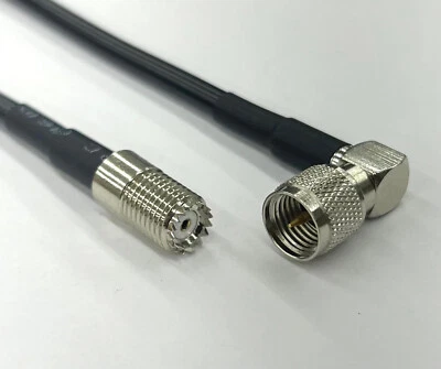 AMERICAN COAXIAL INDUSTRIES Mini UHF Male Angle to Mini UHF Female PK Length ACI195 Coax Cable 50ohm US Lot