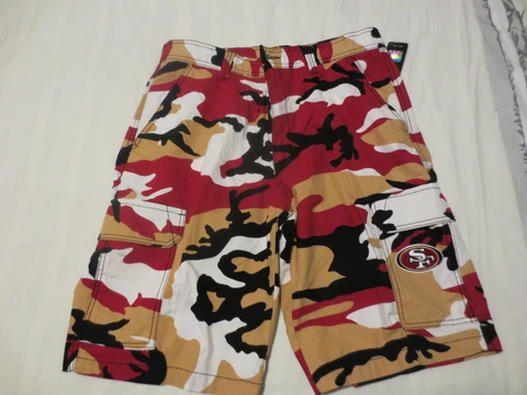 NFL Team Apparel - SF 49ers Camo Cargo Shorts Sz:36 - Red/Tan/White/Black - NWT Cover