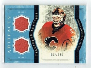 11-12 UD Artifacts Treasured Swatches  Miikka Kiprusoff  /135  Dual Jerseys