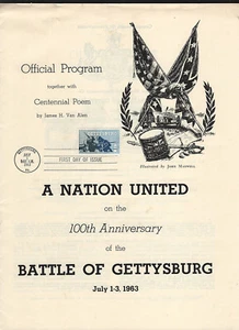 OPC 1963 #1182 FDC Battle of Gettysburg 20 page Official Program - Picture 1 of 7