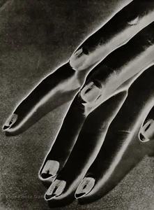 1930/75 Vintage MAN RAY Solarized Female Hand Finger Woman Nails Photo Art 12x16 - Picture 1 of 1