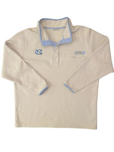 UNC Columbia PFG Fleece Light Gray 1/4 Button Pullover Size 2XL North Carolina