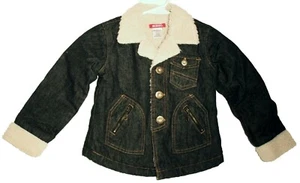 DARK BLUE JEAN JACKET Girls Denim Bongo Coat Sherpa Lined Casual Kids Boys NEW - Picture 1 of 21