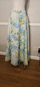 Vintage 1970s Blue Toned Floral Maxi Skirt As Pictured - Picture 1 of 9