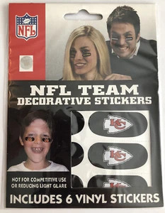 Six Pairs! Eye Black Strip Stickers, NFL Team Kansas City Chiefs, Mahomes - Picture 1 of 2