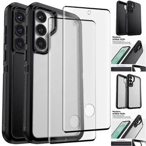 For Samsung Galaxy S25 Plus/Ultra Rugged Case Dual Layer Cover / Tempered Glass - Picture 1 of 28