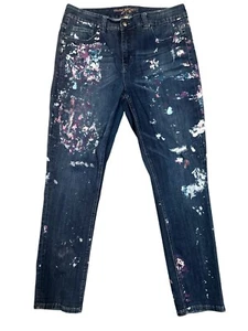 Seven7 Melissa McCarthy Slimming Silhouette Paint Splatter Jeans Plus Size 16W - Picture 1 of 14