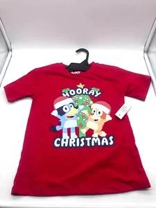 New Bluey Hooray Christmas Girls Graphic Short Sleeve T-Shirt,  S M L XL - Picture 1 of 9