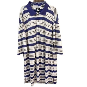 Footjoy 2 XL Polo White Purple Stripes Golf Polyester Spandex Mens Lightweight - Picture 1 of 14