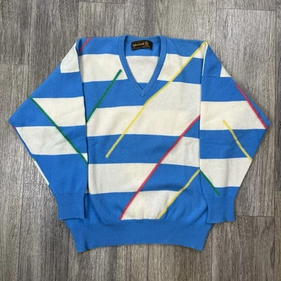 Vintage Lyle Scott Sweater Size Large Pullover Scotland Lambs Wool Blue White - Image 1 of 4