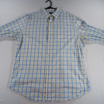 Camisa de vestir ajustada XL Banana Republic para hombre a cuadros amarillos 17-17,5 35-36 algodón Foto 1 de 4