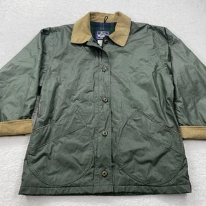Vintage Woolrich Chore Coat Womens Medium Green Waxed Wool Lined Barn Jacket - Picture 1 of 8