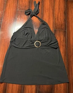 Torrid Women’s Wood Ring Black Halter Top Size 2XL NWT - Picture 1 of 7