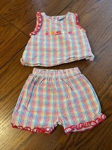De Colección Osh Kosh 2 Piezas Niñas Arco Iris Fruta Seersucker Pantalones Cortos Top 3-6 Meses - Imagen 1 de 5