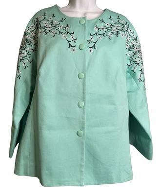 Bob Mackie носимый искусства с подкладкой 3/4 рукав вышитый Топ женщин размер XL зеленый - Изображение 1 из 4