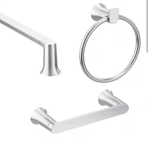 Juego de baño Moen 3 piezas Genta 24" toallero anillo soporte de papel BH3633CH cromo - Imagen 1 de 7