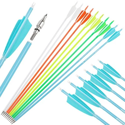 Archery 30" Carbon Arrows SP500 600 Feathers Hunting Target Compound Recurve Bow - Image 1 of 4