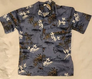 Palmwave Neu mit Etikett Herren (XL) Hawaii/Aloha Hemd - grau mit Palmen, Inseln & Blumen - Bild 1 von 12
