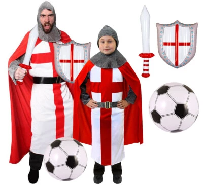 DISFRAZ DE CABALLERO DISFRAZ INGLATERRA EURO 2024 FÚTBOL ST GEORGEADULTOS NIÑOS Foto 1 de 2