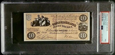 1962 TOPPS CIVIL WAR NEWS ~ CURRENCY $10 ~ GRADED PSA 7 NM ~ SERIAL # 77389 - Image 1 of 2