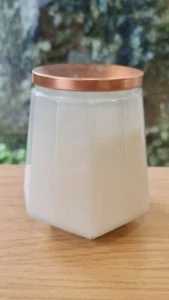 Vela y tapa grande llena de cera de vidrio hexagonal para velas, ámbar negro, 480 g - Imagen 1 de 3