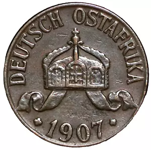 1907 J German East Africa Heller Bronze #17293q - Picture 1 of 4