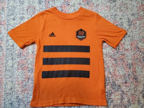 Houston Dynamo Kids Size 4T Orange Adidas Shirt-New Logo-Used Cover