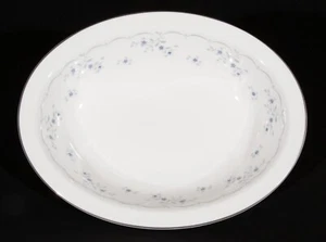 Royal Doulton Cotillion China 10.75" Oval Bowl Blue Floral Platinum Band H4962 - Picture 1 of 4