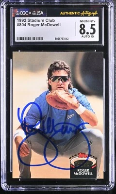 Roger McDowell Signed 1992 Stadium Club Card #804 Dodgers CGC 8.5 JSA 10 Auto - Image 1 of 2
