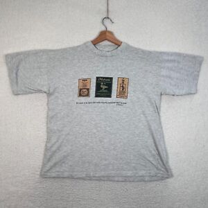 Vintage Italian Wine Shirt Mens Large Gray 1999 Single Stiched Galileo Quote