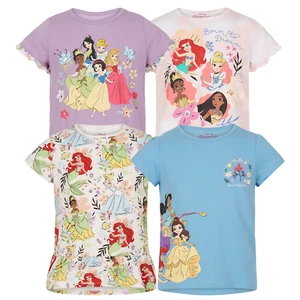 Disney Girls' Princess T-Shirts 4 Pack Short Sleeve Graphic Tee - Picture 1 of 31