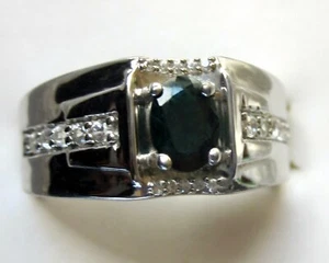 Anillo de grandidierita y circón azulado / talla 11 / plata esterlina 925 / 1,15 quilates 7,3 g - Imagen 1 de 5