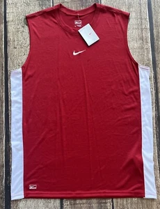 NIKE PERFORMANCE TANK MUSCLE SHIRT RED WHITE MENS LARGE NEW WITH TAGS SPOT - Picture 1 of 8