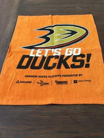 ANAHEIM DUCKS "LET'S GO DUCKS" PLAYOFF RALLY TOWEL BB9 Cover