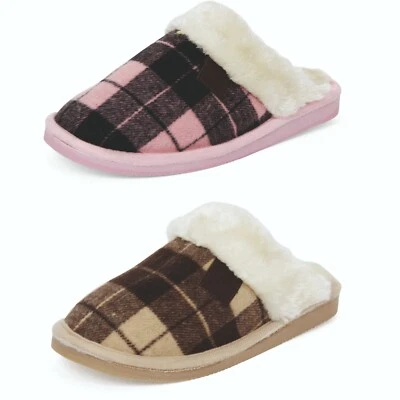 Slippers Ladies Womens Slip On Fleece Faux Fur Non Slip Sole Open Boot Comfort - Image 1 of 4
