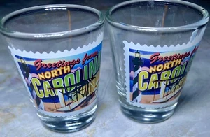 Greetings From North Carolina Shot Glasses, 2 Ct - Picture 1 of 3