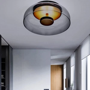 Nordic Style Flush Mount Ceiling Light Round Glass Shade Pendant Light Fixture - Picture 1 of 8
