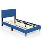 Twin Size Upholstered Platform Bed Frame Tufted Headboard & Wooden Slats Support