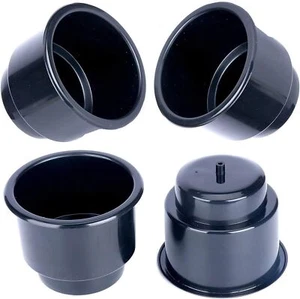 4PK Universal Plastic Drink Cup Insert Holder with Drain Boat Marine Car Black - Picture 1 of 9