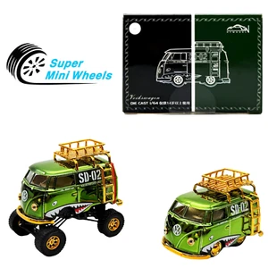HY Modell 1:64 1960 VW T1 Bus chrom grün Hai Diecast Auto - Bild 1 von 7