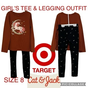 Girls Clothes Cat & Jack Outfit Long Sleeve Tee & Leggings Size M(8) - Picture 1 of 7