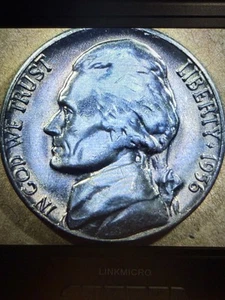1956 D Jefferson Nickel Error Flat D Some Doubling Reverse, Wild Strike Through - Picture 1 of 14