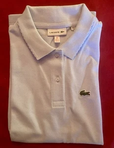 Lacoste Kids Light Blue Scalloped Collar Polo Shirt Short Sleeve Size 10 - Picture 1 of 2