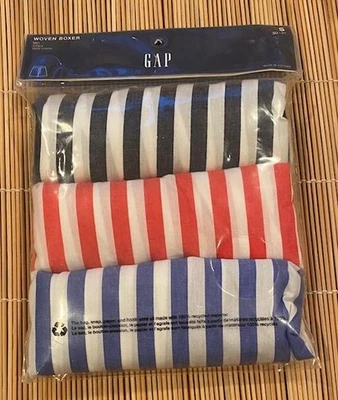 GAP 3 упаковки мужчин боксера 100% хлопок синий черный красный белая полоса маленький 30-31 дюймов - Изображение 1 из 2