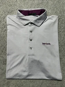 Greyson Polo Shirt Mens Medium Purple Striped Isleworth Golf Performance Stretch - Picture 1 of 8